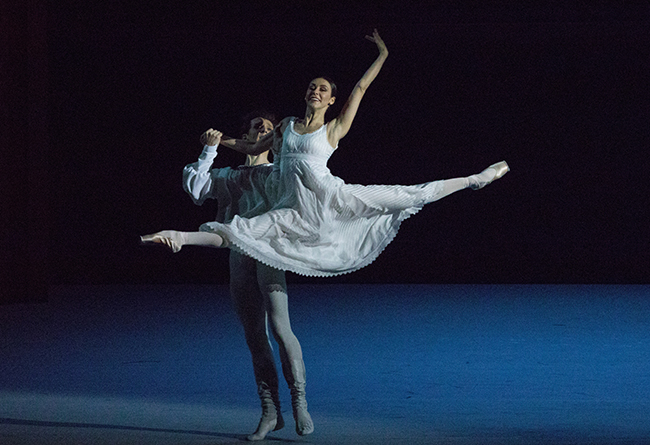 As Juliet in Romeo and Juliet. Semyon Chudin as Romeo. Photo by Mikhail Logvinov.