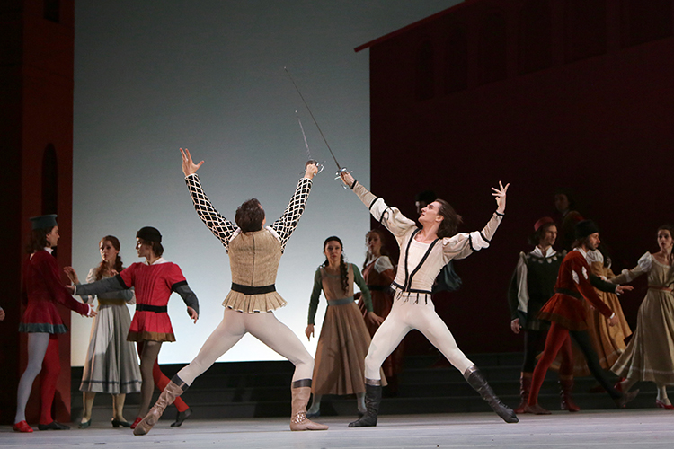 Vitaly Biktimirov as Tybalt. Vladislav Lantratov as Romeo. Photo by Damir Yusupov.