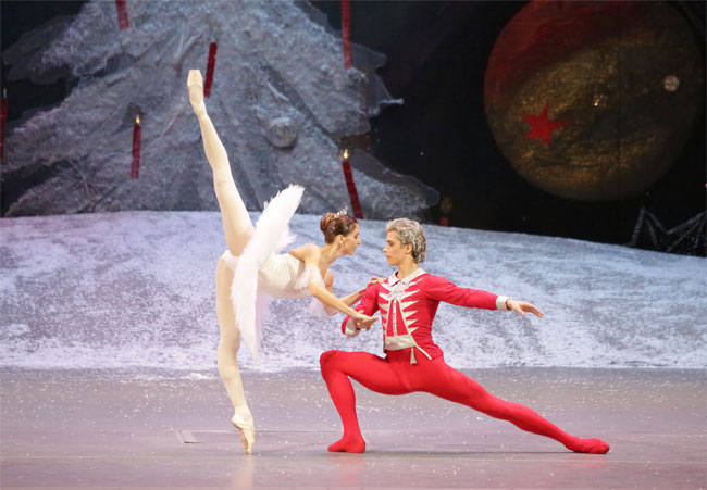 As Marie in Nutcracker. Artem Ovcharenko as Nutcracker-Prince. Photo by Damir Yusupov.